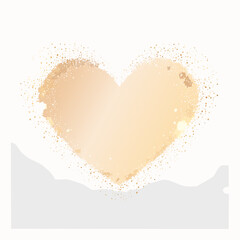 Light Golden Heart Shape with Glittering Particles and Abstract Grey Base on White Background sparkle