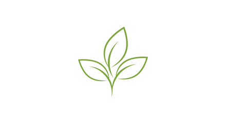 Minimalist outline drawing of three green leaves joined at the stem representing nature spring and environmental health.