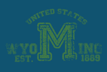 Vintage varsity college typography united states of america !!! slogan text print with grunge texture for graphic tee t shirt or sweatshirt hoodie or sticker poster - Vector