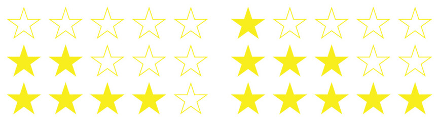 Fototapeta premium Golden Review Stars Rating Icon Set Collection.