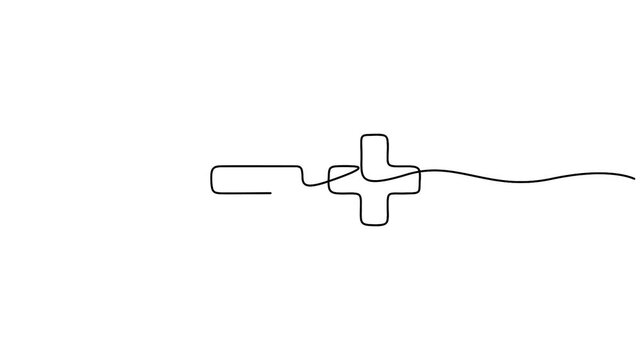 Self animated continuous single-line drawing featuring the mathematical plus and minus signs