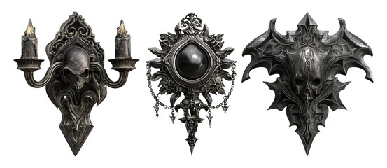 Gothic Decorative Wall Sconces Featuring Skulls and Intricate Designs for Interiors