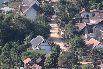 Panoramic view of the old town of  Nong Khiew, Ngoi Distict, Luang Prabang, Laos