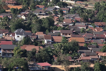 Panoramic view of the old town of  Nong Khiew, Ngoi Distict, Luang Prabang, Laos