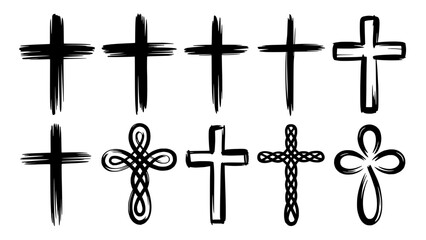 Fototapeta premium crosses, various black and white designs and symbols