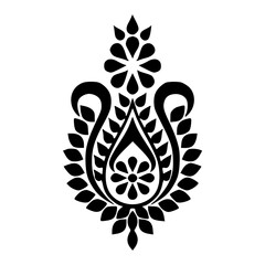 A beautiful black and white floral design on a plain background with intricate patterns
