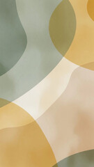 Modern abstract mustard orange and sage green shapes on a soft background with curves. Neutral textured mid century poster.
