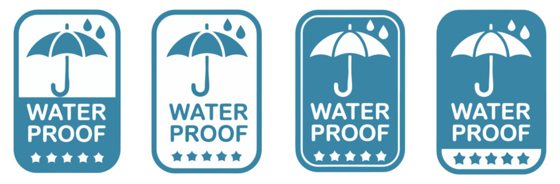 waterproof water resistant badge icon set