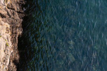 high angle view of cliff and sea surface