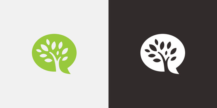 Treefilled speech bubble communication theme