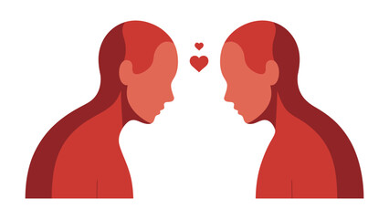 Harmony of Hearts: Two figures, their silhouettes facing each other, symbolize connection, intimacy, and the shared bond of love.