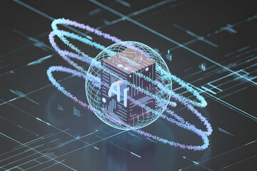 Digital Intelligence: An artistic illustration showcasing an Artificial intelligence, encased in a sphere of digital energy, hinting at the vast, interconnected world of AI.