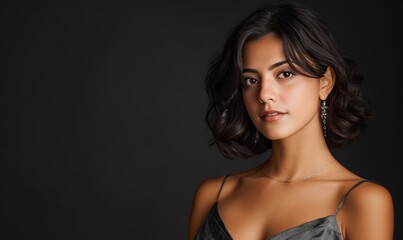 Fototapeta premium A woman with dark hair and dark eyes