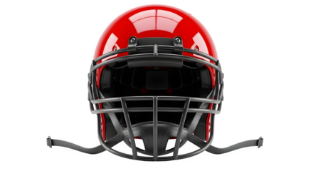 American football helmet isolated on transparent background vibrant red color sports equipment illustration