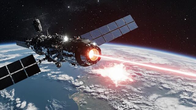 Satellite Warfare - A Futuristic Space Battle Over Earth.
