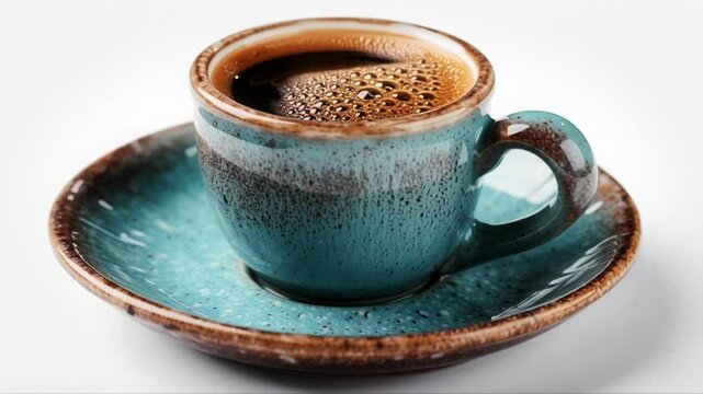 Green Coffee Cup on Matching Saucer With Rotating Camera