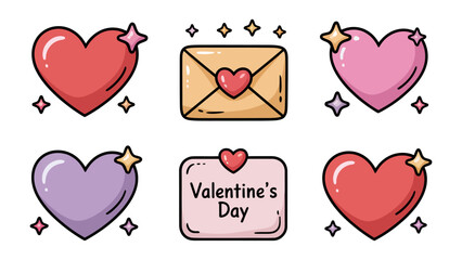 Valentine's Day Icon Set: A vibrant collection of Valentine's Day icons, each conveying the warmth and affection associated with the special day.