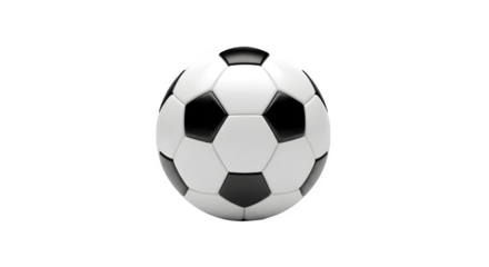 Classic white and black soccer ball detailed texture isolated on transparent background