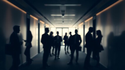 Generative AI Diverse Business Professionals Engaged in Networking Inside Office Corridor