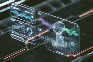 Digital Interface: A futuristic digital interface, showcasing data visualization and technological advancement, suggesting innovation.