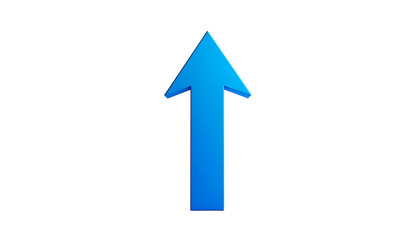 A bright blue, three-dimensional arrow pointing upwards against a black background