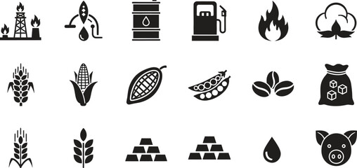 Energy and Agriculture Icons Set