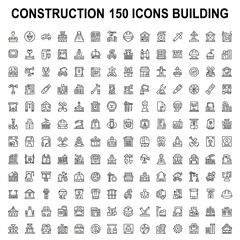 Extensive collection of 150 construction icons for building projects