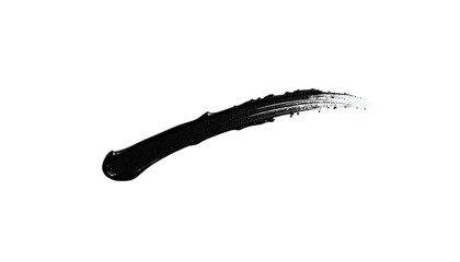 A diagonal smear of black paint against a stark black backdrop