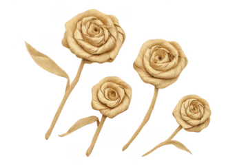 Dried craft roses made from natural raffia material