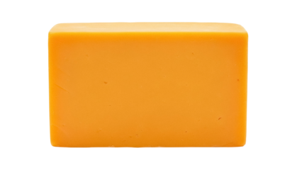 Isolated block of cheddar cheese on seamless backdrop for website, food store or restaurant