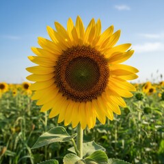 sunflower field with blue sky