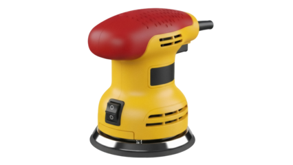 Isolated electrical orbital sander woodworking tool for home improvement projects, closeup view