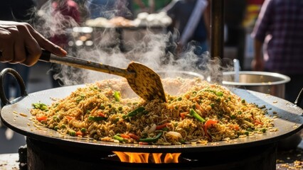 Stir-fry over open flame in a large pan