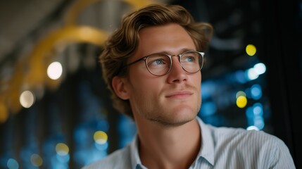 A network engineer monitoring a massive server room filled with blinking racks, the glowing cables representing the digital backbone of global connectivity — enterprise infrastructure, internet
