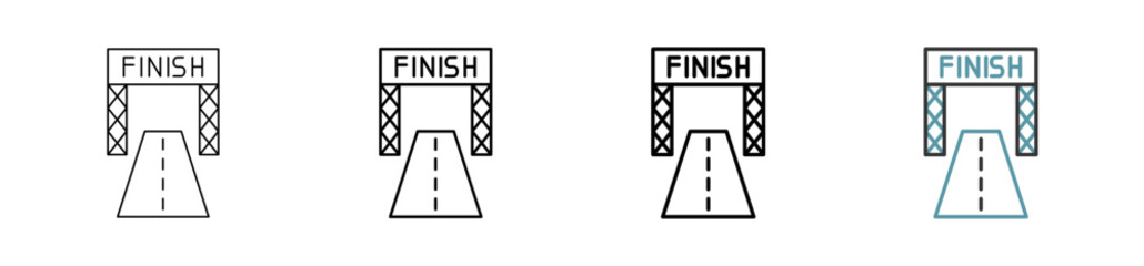 Outline style Finish Line icon set. Available various sizes
