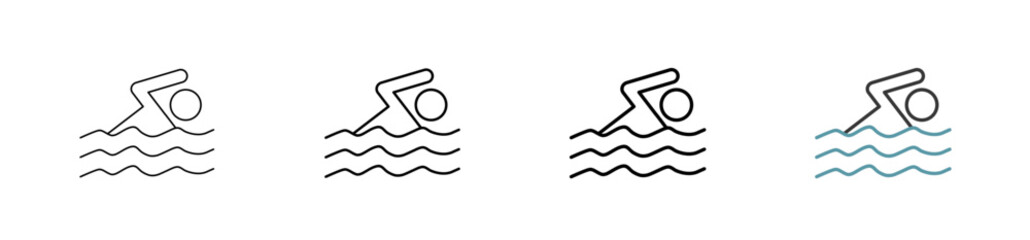 Outline style Water Sport icon set. Available various sizes
