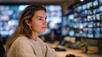 A startup founder guiding a remote team on a video call, multiple screens displaying prototypes, sprint boards, and international teammates — distributed teamwork, digital collaboration, and modern