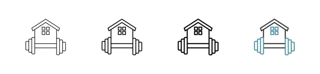 Outline style Home Gym icon set. Available various sizes