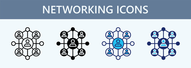 Networking Icon Set Multiple Style Collection