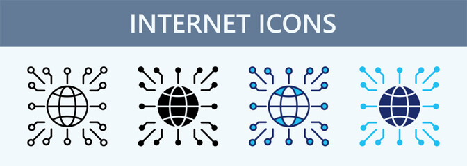 Internet Icon Set Multiple Style Collection