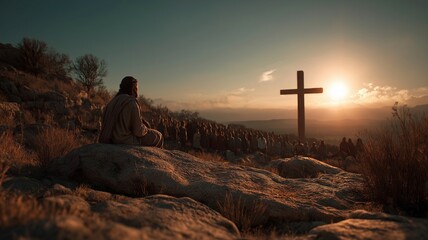 Jesus talked to the crowd on the mountaintop in the middle of the wilderness.
