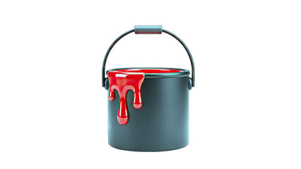 Paint Bucket with Dripping Red Paint on White Background © maya
