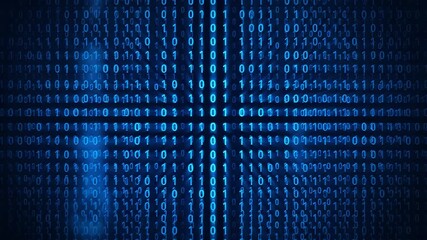 Futuristic digital matrix with glowing binary code. Technology background creates immersive atmosphere. Visualization of data and cyber security concepts. - Powered by Adobe