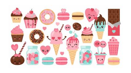 Sweet Dreams: An array of adorable and delectable desserts, from cupcakes and macarons to ice cream, all designed to awaken the senses, evoking the pure joy and enchantment of culinary delights.