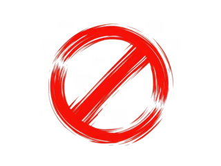 Red prohibition sign isolated on transparent background