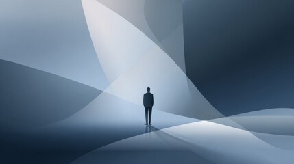 Obraz premium Minimalist Executive Management Illustration in Abstract Blue Shades