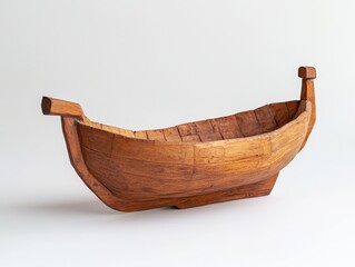 A small ship made of wood.
