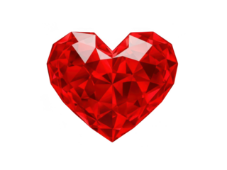 Red heart gemstone icon isolated on transparent background