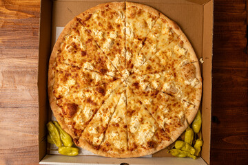 white pizza in a box