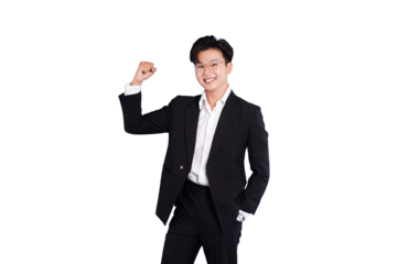 Confident Business Professional: An Asian business professional exudes confidence and determination, their expression bright with a promise of success, embodying a sense of purpose and achievement.